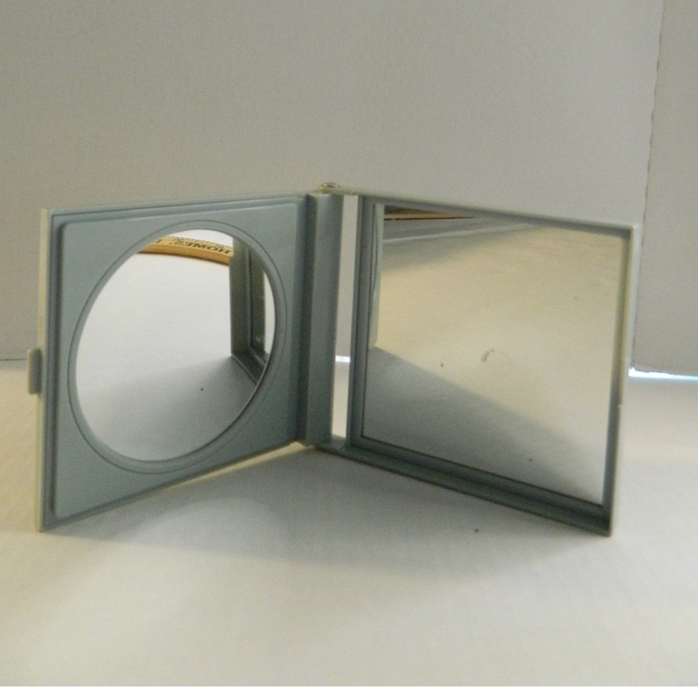 Artistry Compact Mirror Vintage Light Blue Dual Sided Magnifying Travel Square